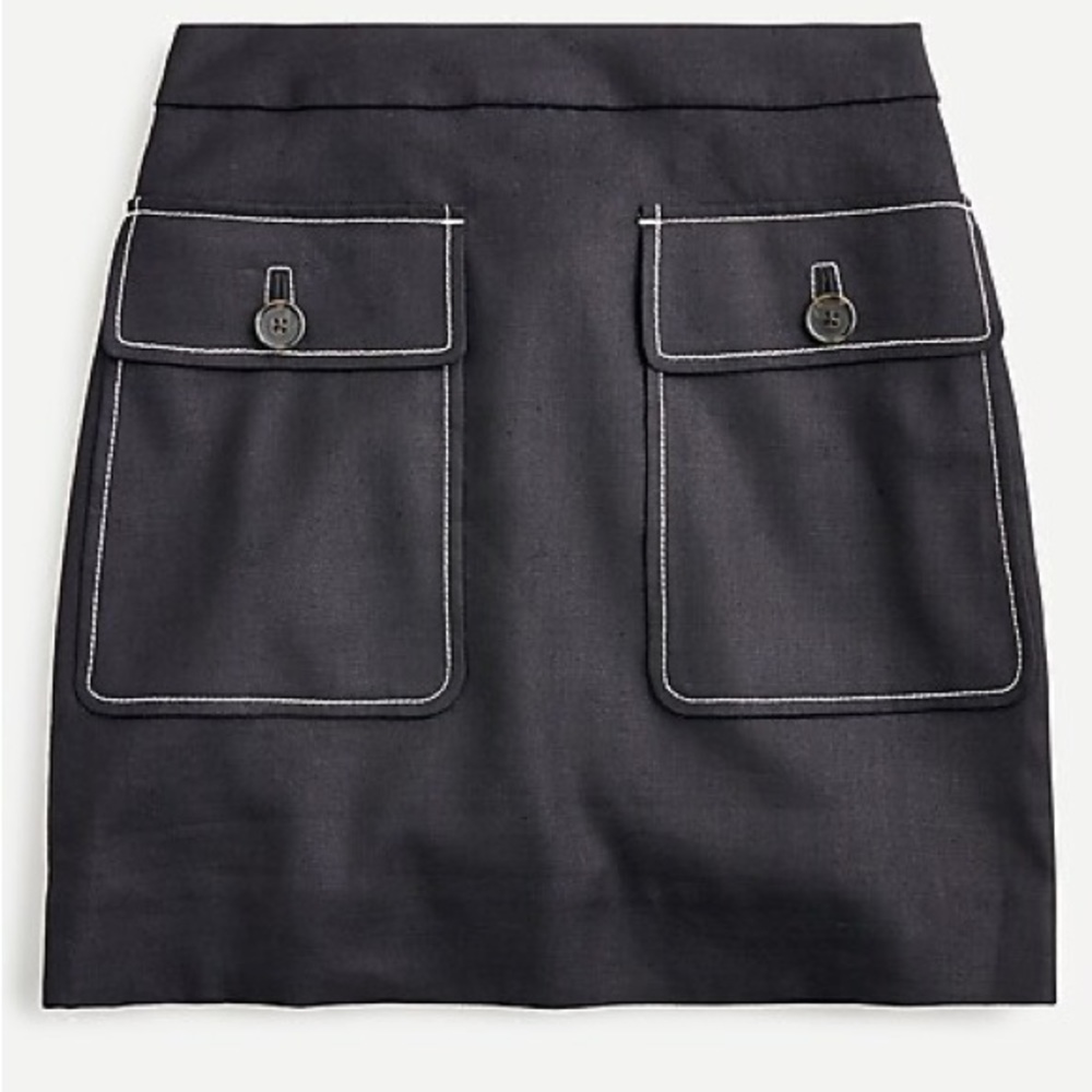 J.Crew patch-pocket mini skirt in stretch linen